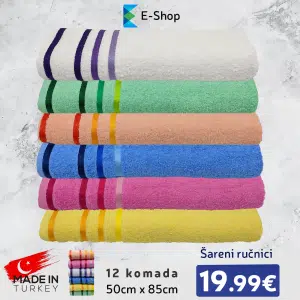 Set Šarenih Ručnika Sa Bordurom-12 Komada