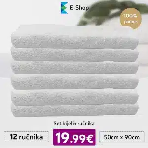 Set Bijelih Ručnika Sa Bordurom-12 Komada