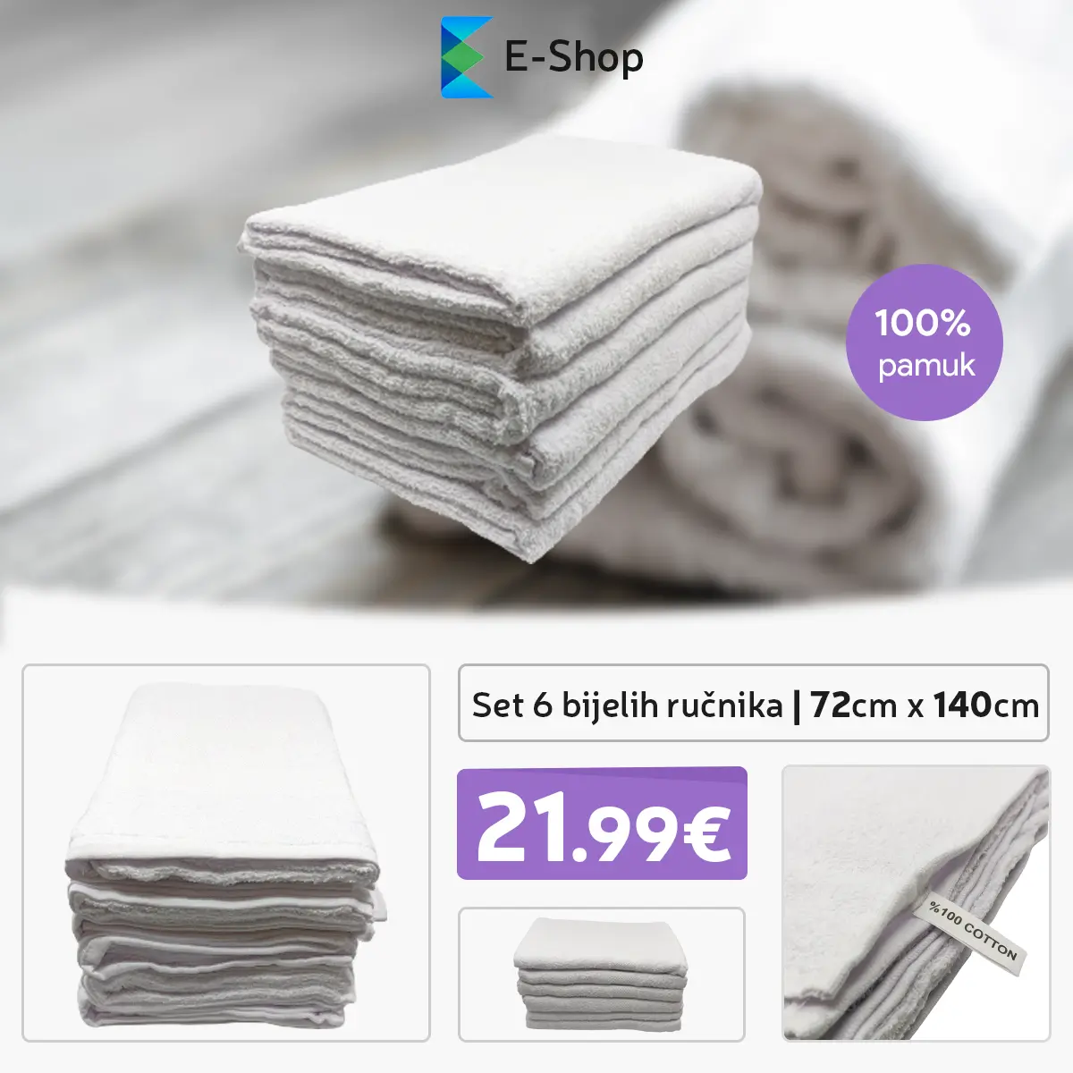 Xxl Set Ručnika-6 Komada-72X140Cm - šarena