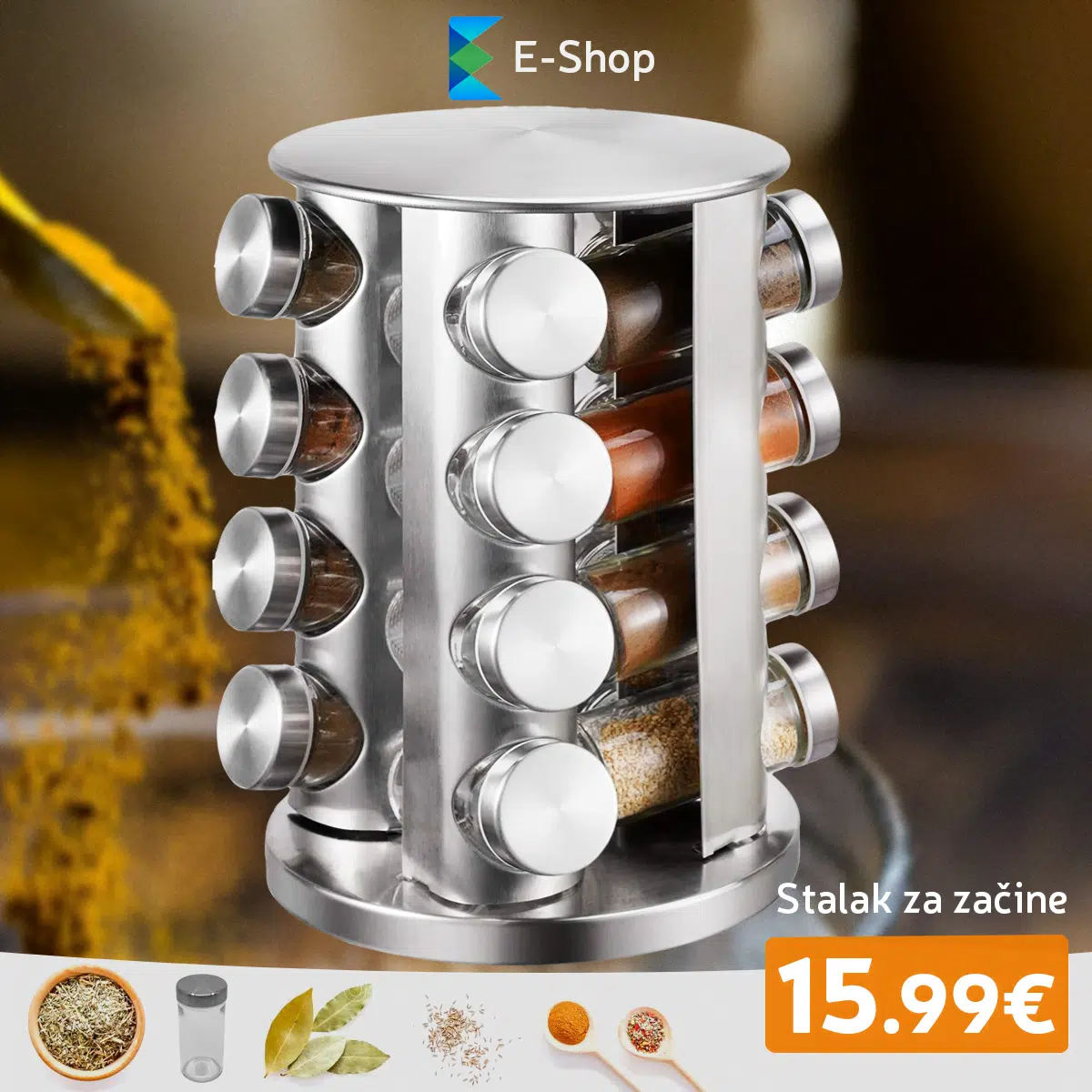 Stalak Za Začine Sa 16 Posuda
