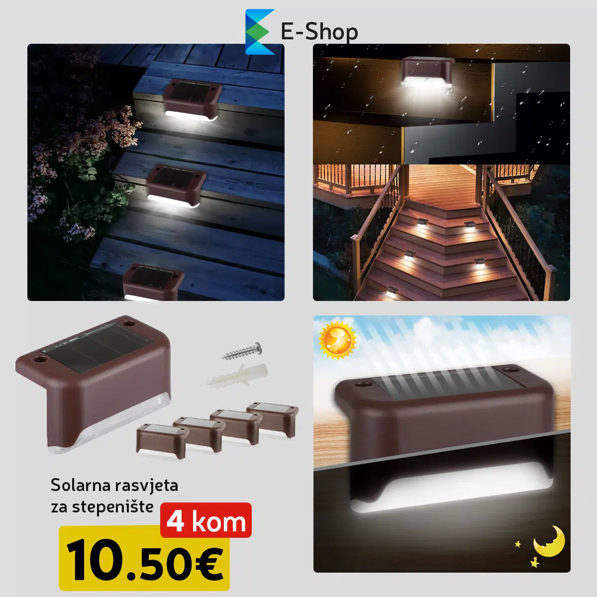 Solarna Rasvjeta Za Stepenište- 4 Kom