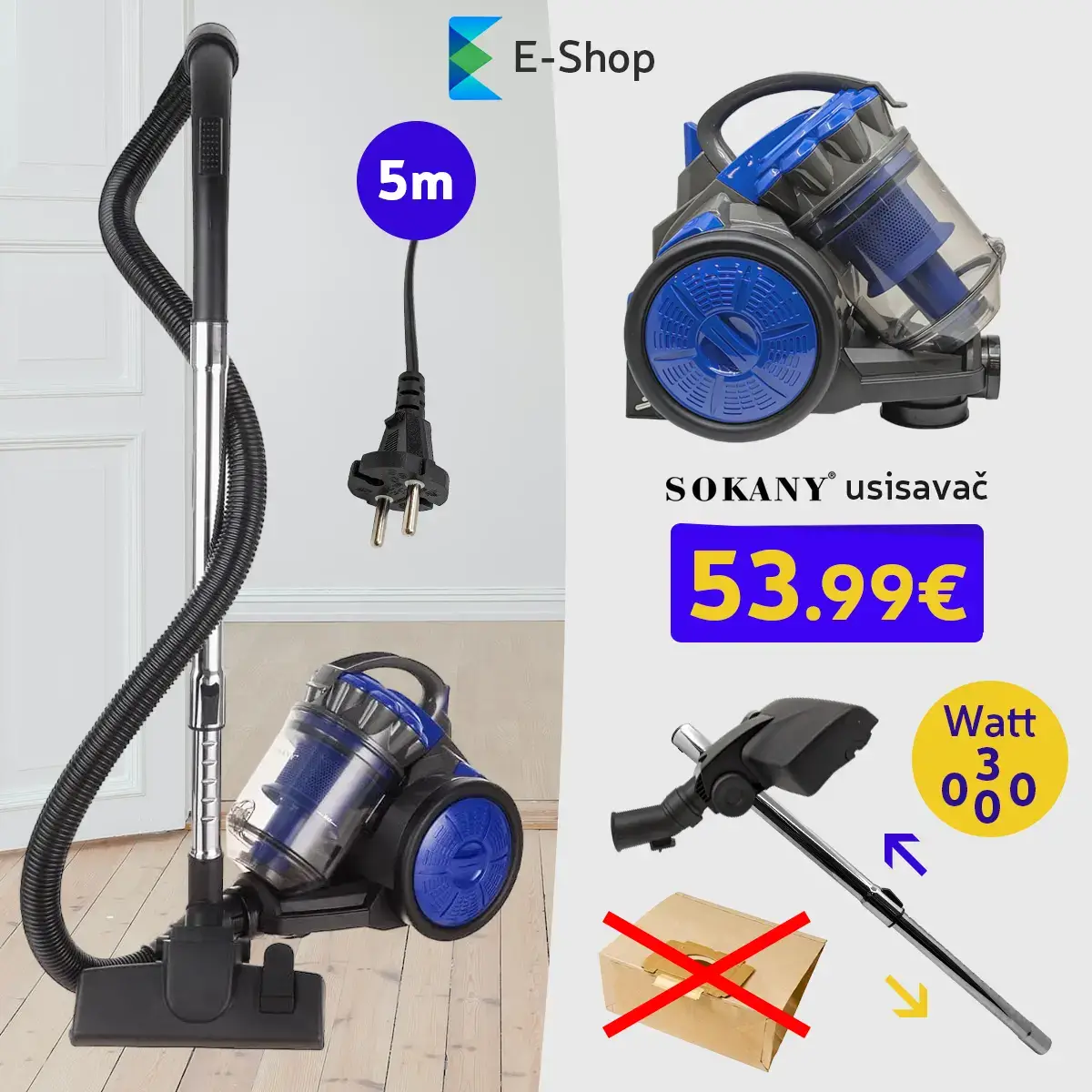 Sokany Ciklonski Usisivač 3000W