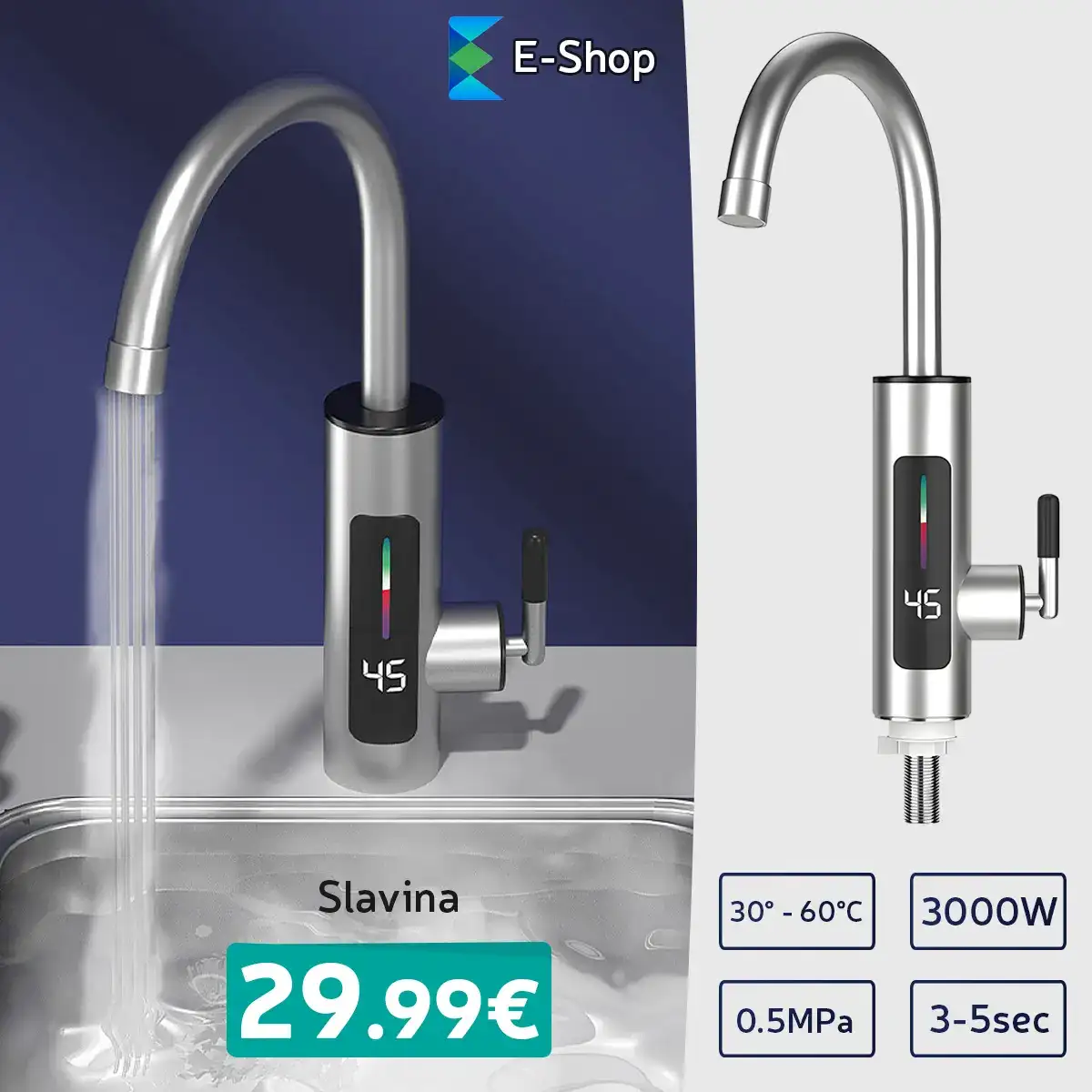 Deluxe Električna Sudoperna Slavina
