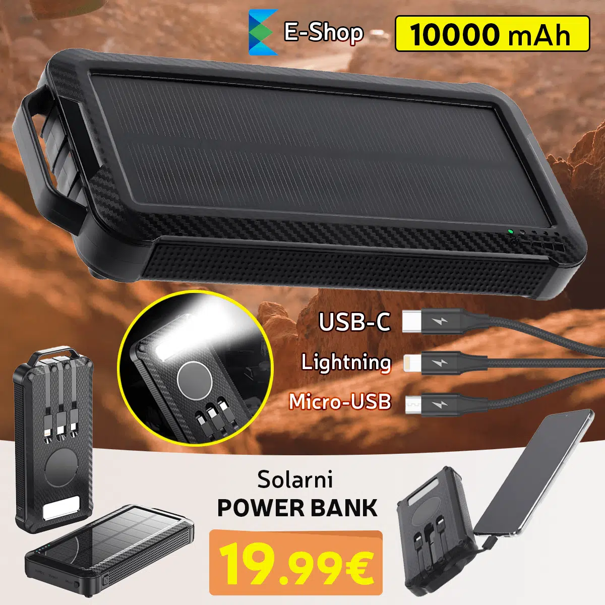 Solarni Powerbank 10000Mah