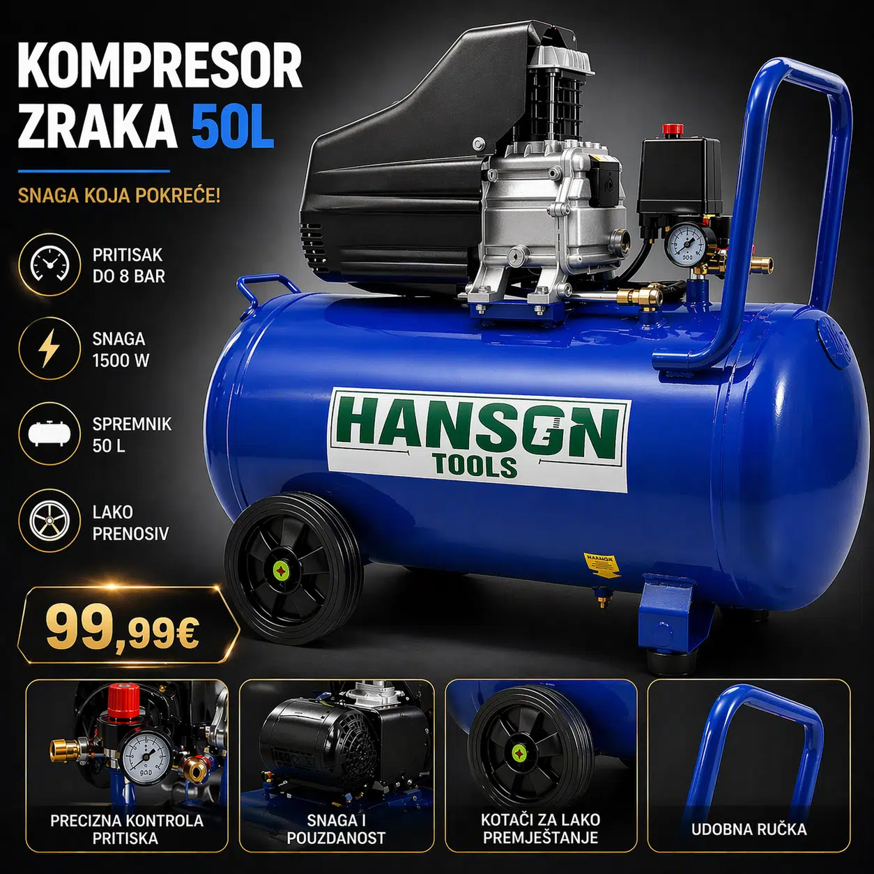 Hanson Kompresor 50L - Sa Dva Izlaza