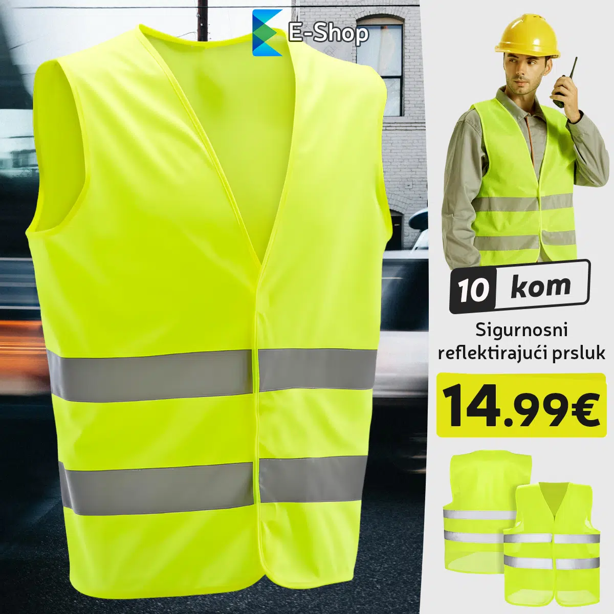 Sigurnosni Reflektirajući Prsluk - Set 10 Kom