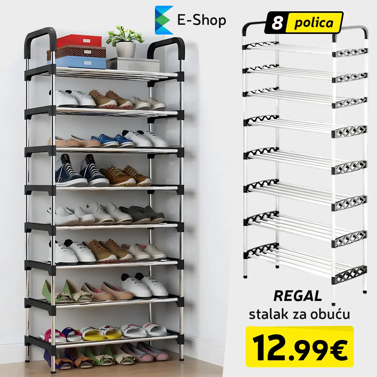 Stalak Za Obuću Sa 8 Polica-Regal