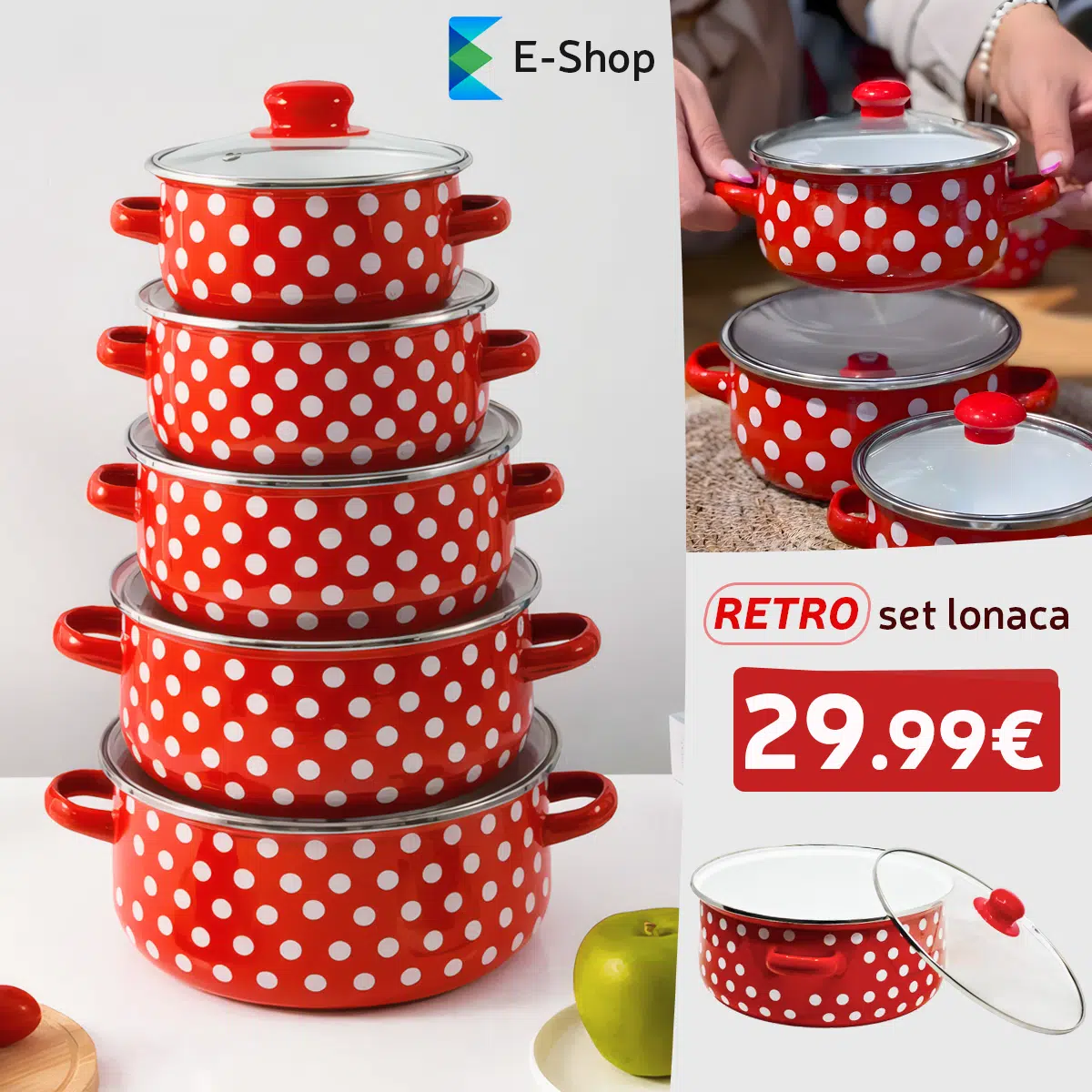 Set Retro Lonaca - 5 Komada