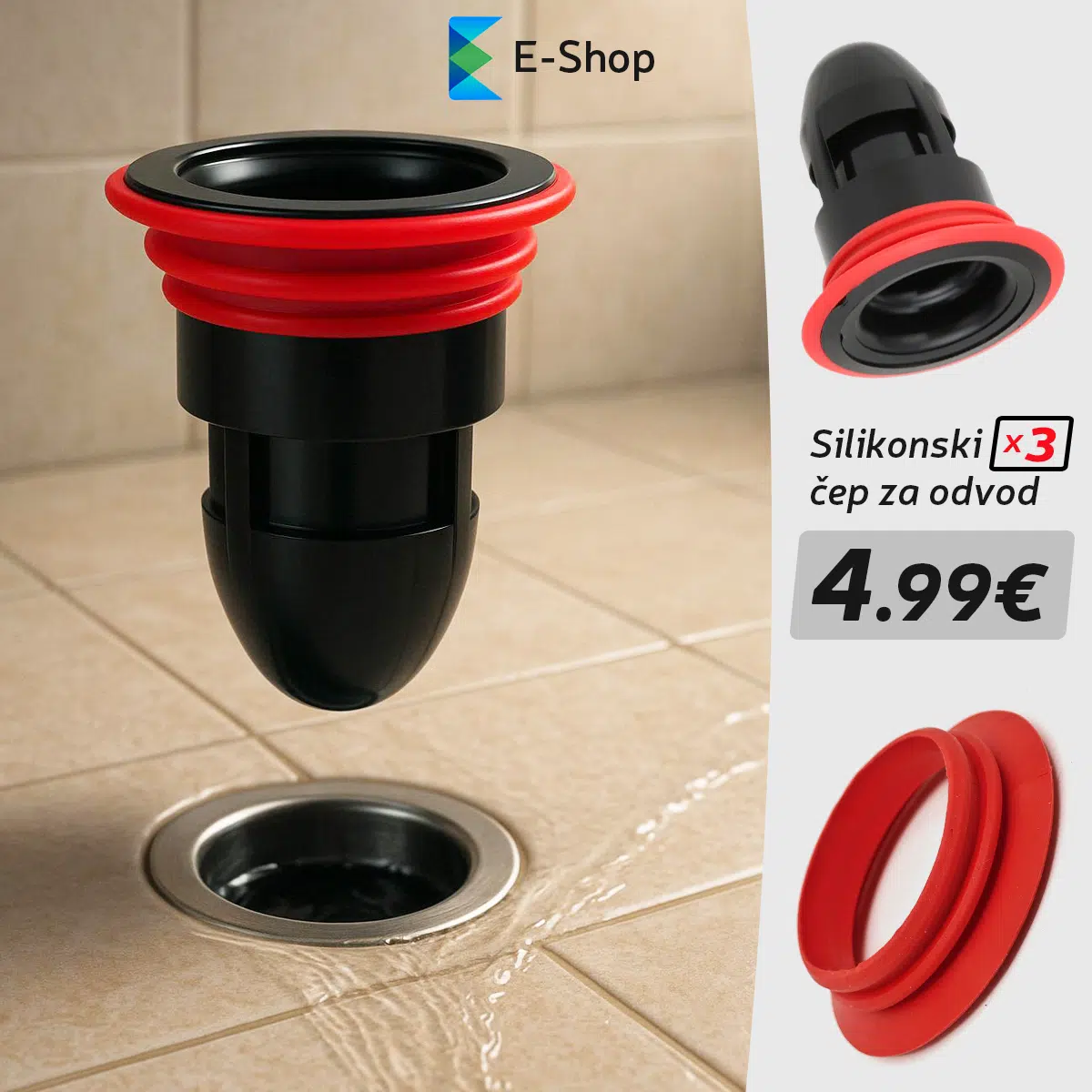 Silikonski Čep Za Odvod- 3 Kom