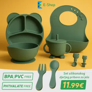 Dječji Silikonski Set Pribora Za Jelo