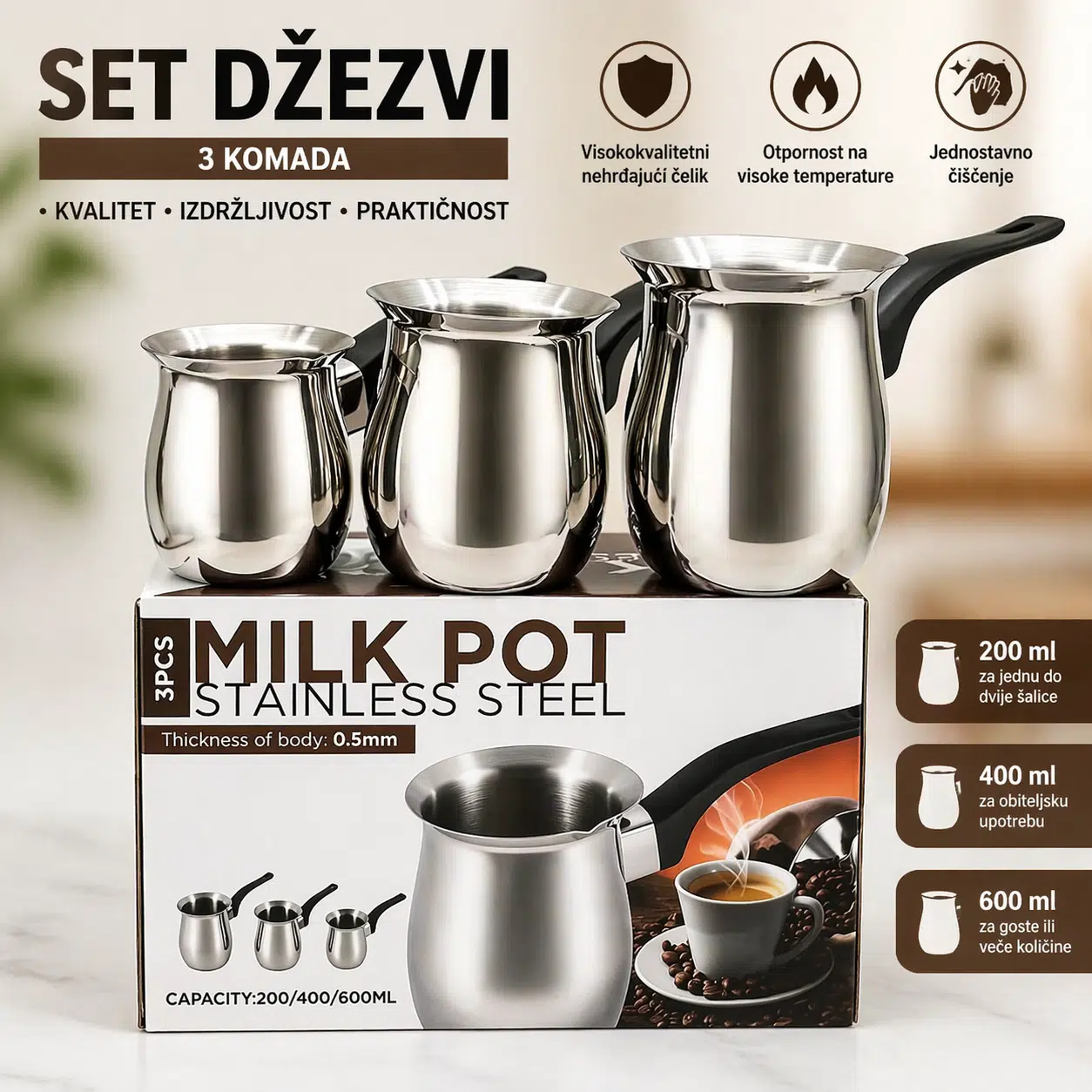 3-Dijelni set džezvi za kavu