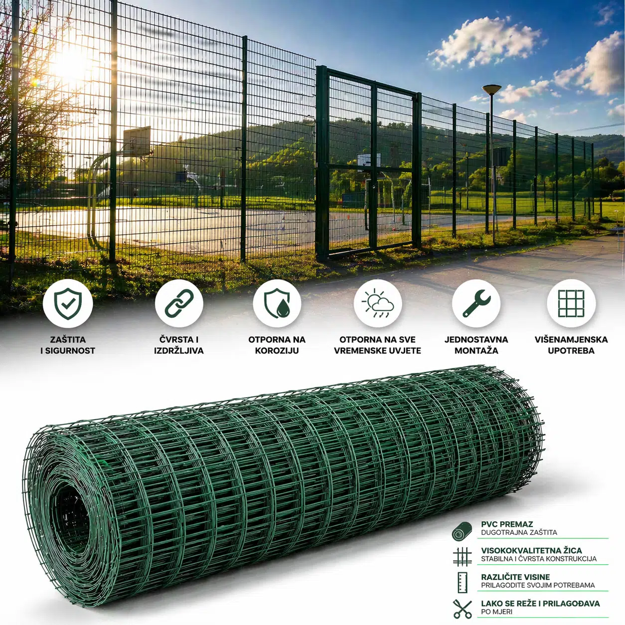 Metalna zelena ograda 25x1.5m