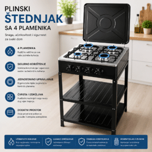 Plinski štednjak sa 4 plamenika