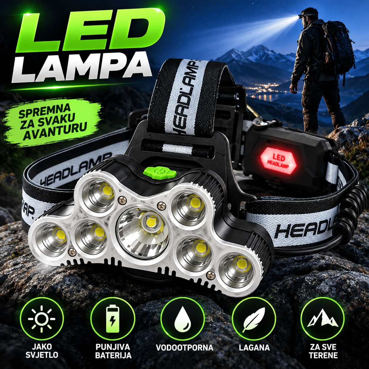 LED NAGLAVNA LAMPA X7