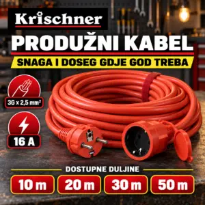 PROFESIONALNI PRODUŽNI KABEL 3 X 2.5mm - 50 METARA