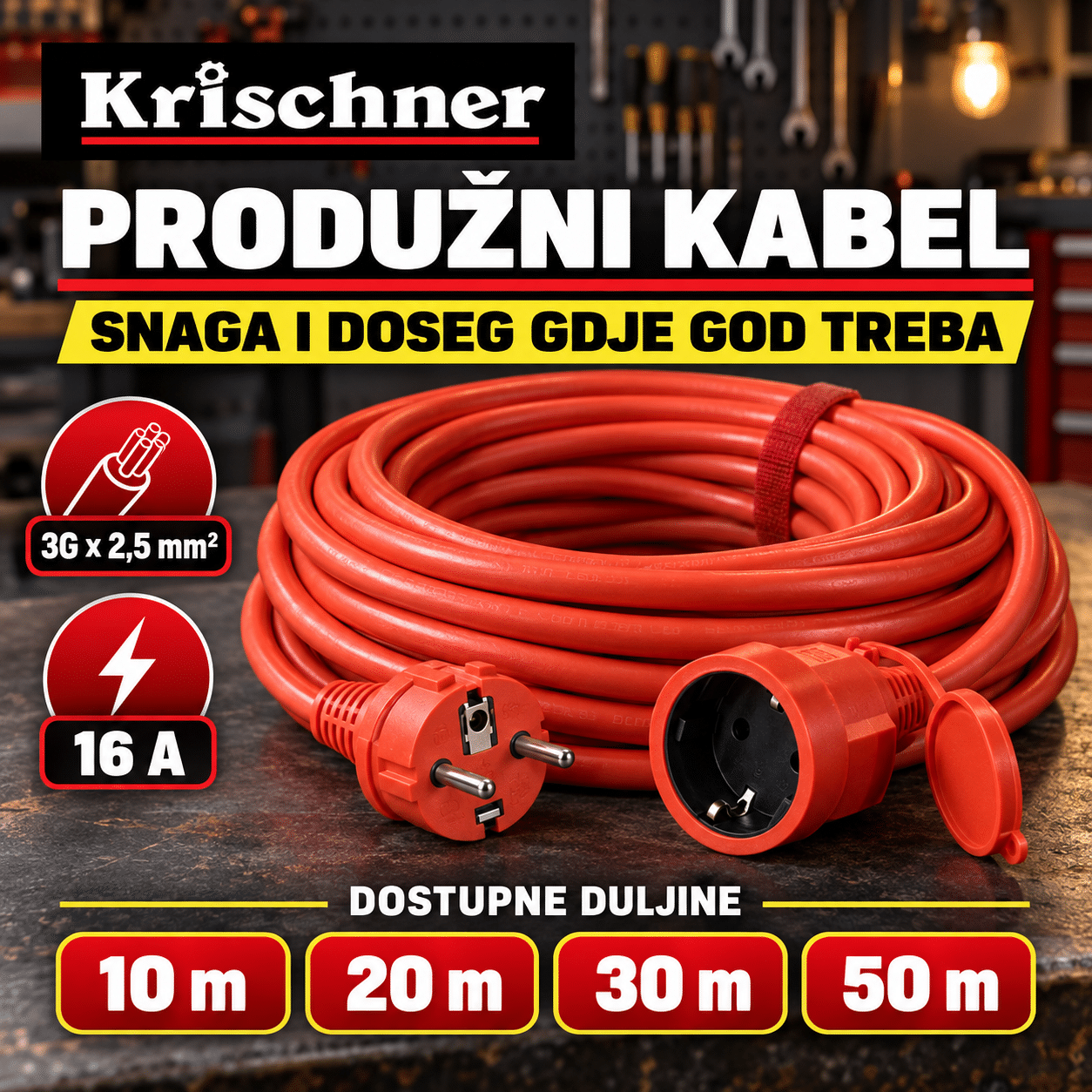 PROFESIONALNI PRODUŽNI KABEL 3 X 2.5mm