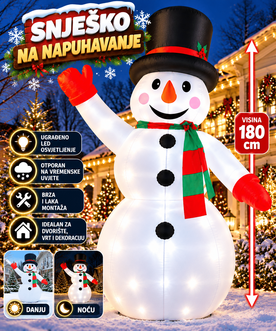 Snješko na napuhavanje-180 cm