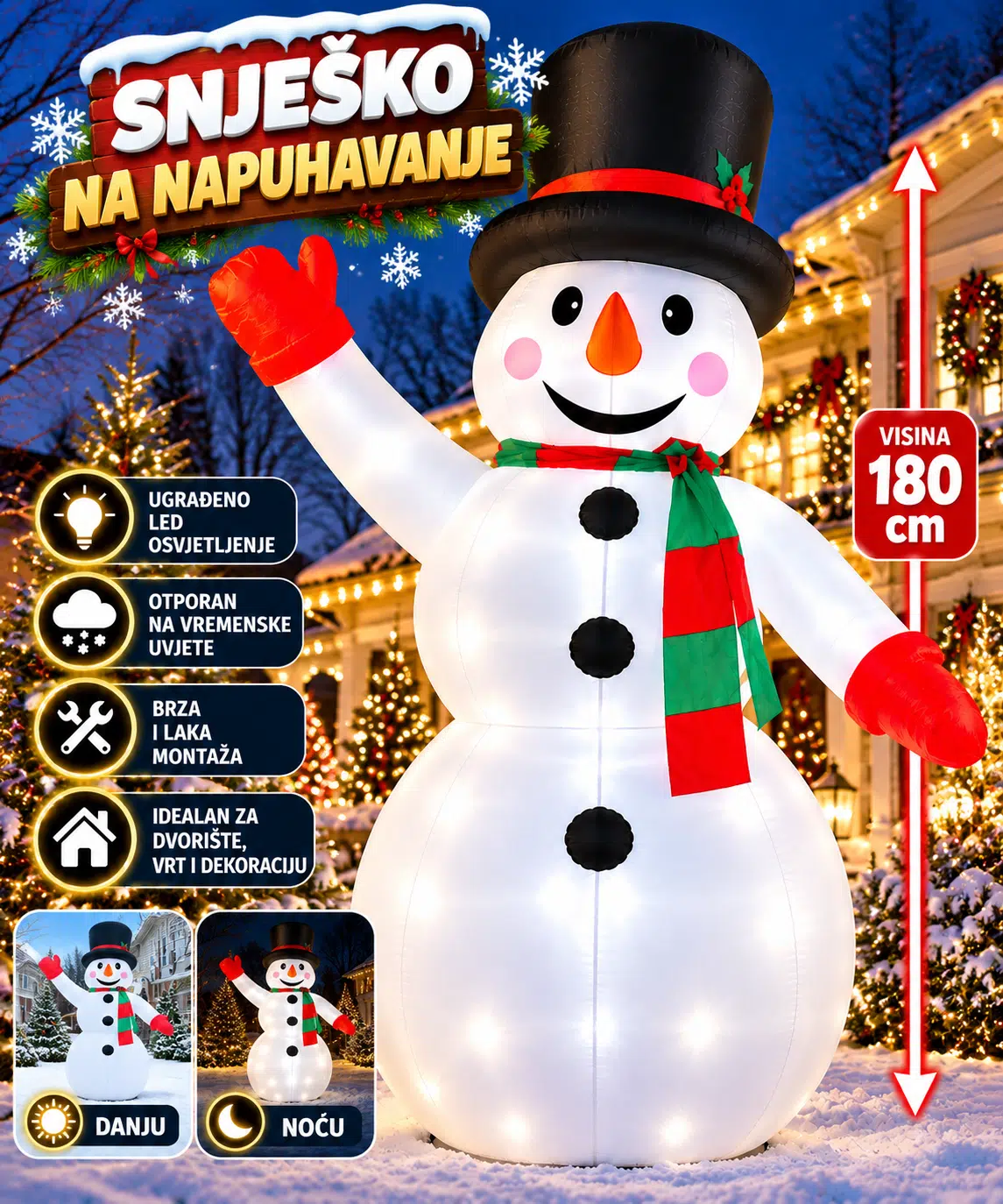 Snješko na napuhavanje-180 cm